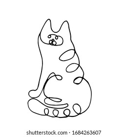 Cat. Line art. Vector illustration.