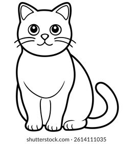 Cat Line Art Vector Illustration