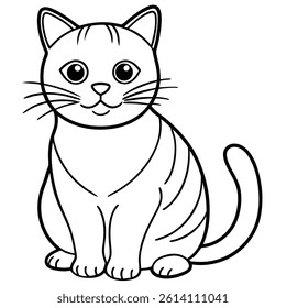 Cat Line Art Vector Illustration