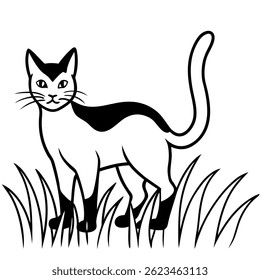 cat line art vector image with white bacground