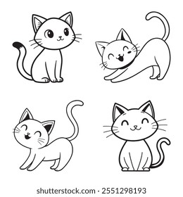 Cat line art vector isolated white background