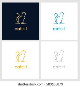 cat line company logo. pet shop logo with minimalist concept