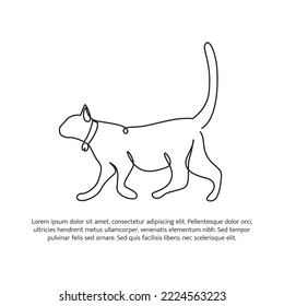 Diseño de línea de gato. Elementos decorativos sencillos de silueta animal con una línea continua. Ilustración vectorial de estilo minimalista sobre fondo blanco.