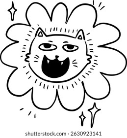 Cat line drawing, cute pattern drawn for templates.5