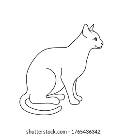 Dibujo de línea de gato. Estilo minimalista para logotipo, iconos, emblemas, plantilla, insignias. Aislado sobre fondo blanco.