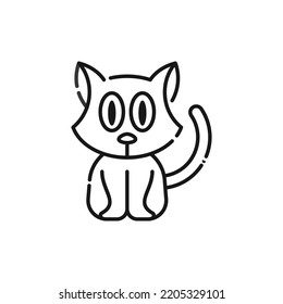 Cat Line Icon - Halloween Elements Icon Vector Illustration.