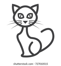 Cat line icon, halloween and scary, animal sign vector graphics, a linear pattern on a white background, eps 10.