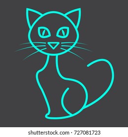 Cat line icon, halloween and scary, animal sign vector graphics, a linear pattern on a black background, eps 10.