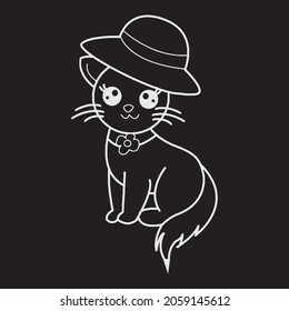 Icono de línea de gato, signo de vector de contorno, pictograma de estilo lineal aislado en blanco. Símbolo, ilustración del logotipo. Trazo editable. diseño vectorial de gato