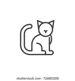 Cat Line Icon, Outline Vector Sign, Linear Style Pictogram Isolated On White. Symbol, Logo Illustration. Editable Stroke