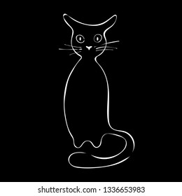 Cat line icon vector illustration on black background