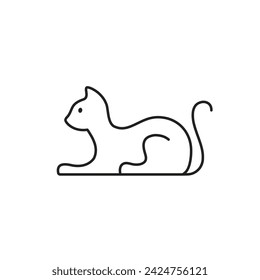Cat line icon, Vector isolated flat illustration. Side view silhouette.