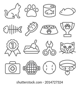Cat line icons set on white background