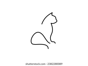 logotipo de línea de gato, ilustración vectorial de diseño de cuidado de mascotas