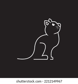 Cat line outline monoline logo icon vector image