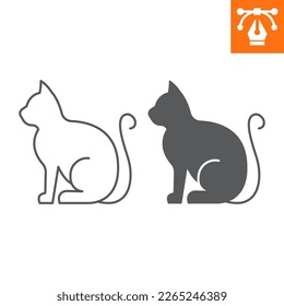 Cat line and solid icon, outline style icon for web site or mobile app, animals and home pets, kitten vector icon, simple vector illustration, vector graphics with editable strokes.