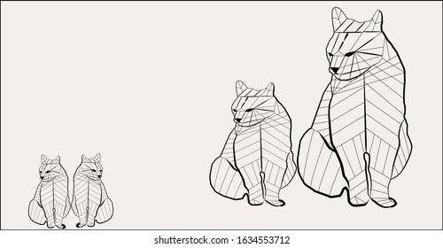 cat line style vector illustration