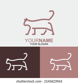 Cat line type logo design symbol illustration