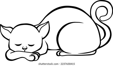 cat line vector illustration isolated on white background