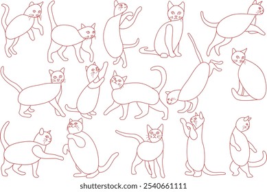 Cat line vector illustration. suitable for graphic design materials. coloring book. Animal illustrations for children's books.
