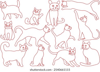 Cat line vector illustration. suitable for graphic design materials. coloring book. Animal illustrations for children's books.
