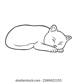 ilustración vectorial de línea de gato, aislado en fondo blanco, vista superior