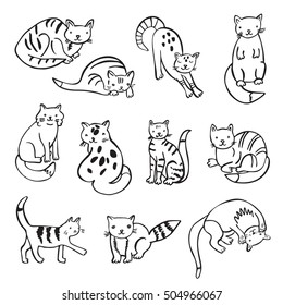 cat line vector set