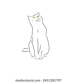 Cat line vector simple 2d
