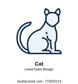 Cat Lineal Color Vector Illustration