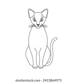  Cat in linear style on a white background. 