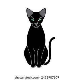  Cat in linear style on a white background. 