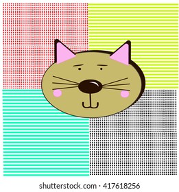 cat lines background pink background blue background yellow background  you can uce it for background , card , print for your clothes , wallpaper fills, phone screen on vector illustration