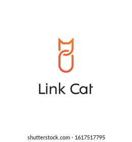 Cat link vector logo template. 