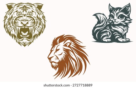 Katzenlöwe, Tiger, Vektorgrafik.