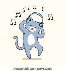 Cat Listen Music Cartoon Cute Dance Pussy Cat