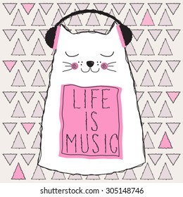 cat listening to the music, life is music quote