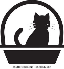 Cat Liter Icon Silhouette Design