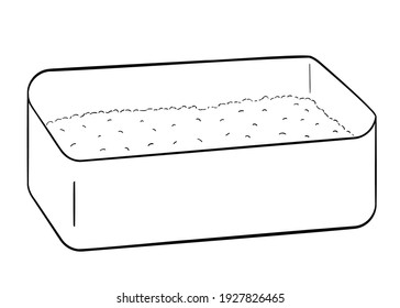 Cat litter box, clean. Isolated doodle drawing, one object on a white.