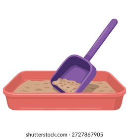 Cat litter box doodle vector illustration isolated white background