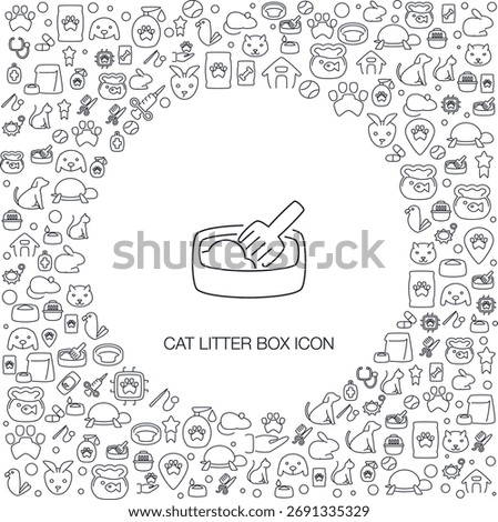 Cat Litter Box Icon, line style with mosaic icon background, great for web and background use.