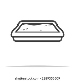 Cat litter box outline icon vector isolated