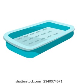 Cat litter box. Plastic cat box. Hygiene accessories for kittens toilet.Pet care and domestic kitten.Isolated on white background.