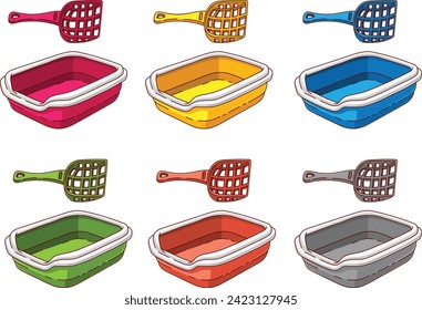 Cat Litter Box Portable Bedpan Removable Semi Closed Kitty Litter Pan Potty Toilet for Rabbit Medium Large Cats Small Animals Cat Litter Spoon Shovel Plastic Pet Toilet Poop Artifact Garbage Sand Shov
