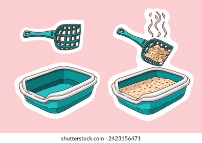 Cat Litter Box Portable Bedpan Removable Semi Closed Kitty Litter Pan Potty Toilet for Rabbit Medium Large Cats Small Animals Cat Litter Spoon Shovel Plastic Pet Toilet Poop Artifact Garbage Sand