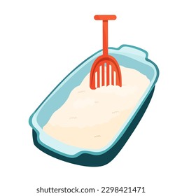 Cat litter box. Cat toilet. Vector cartoon illustration.