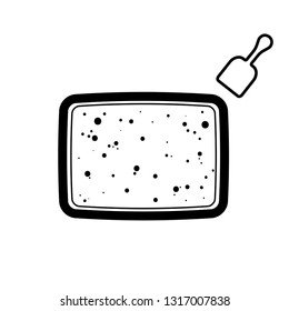 Cat litter box top view silhouette icon. Clipart image isolated on white background