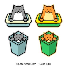 Cat in litter set.
