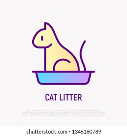 Cat litter thin line icon. Modern vector illustration for pet shop.