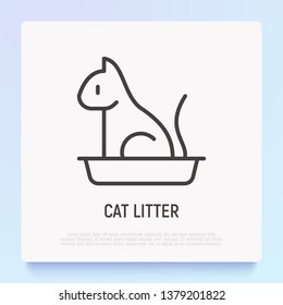 Cat Litter Thin Line Icon. Modern Vector Illustration For Pet Shop.