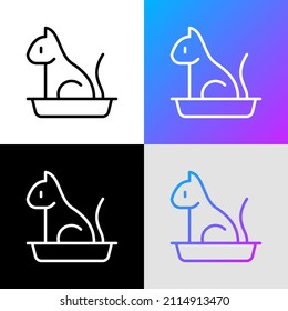 Icono de línea delgada de la basura del gato. Ilustración vectorial moderna para tienda de mascotas.